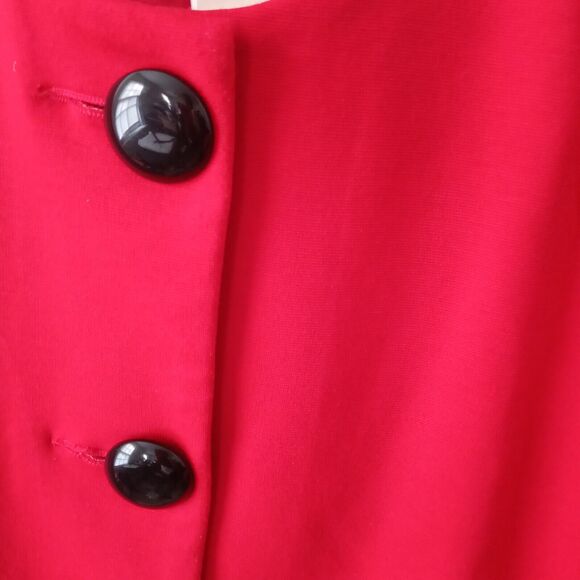 Women's Michael by Michael Kors Red Jacket Blazer Black Buttons Belt Size P/M - Picture 6 of 6